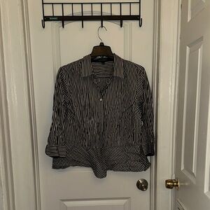 Ralph Lauren Black and White Striped Button-Up Shirt